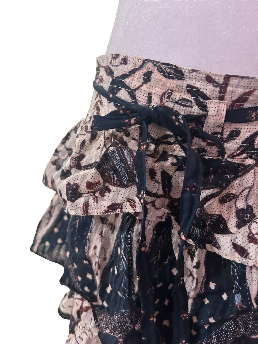 Ulla Johnson Pre-Fall 2018 Tiered Ruffle Maxi Skirt Sz 10 Floral Boho Belted - Picture 5 of 8